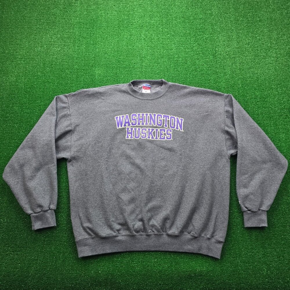 Washington Huskies Sweatshirt Mens‎ 2XL Gray Champion Fleece Pullover Sweater